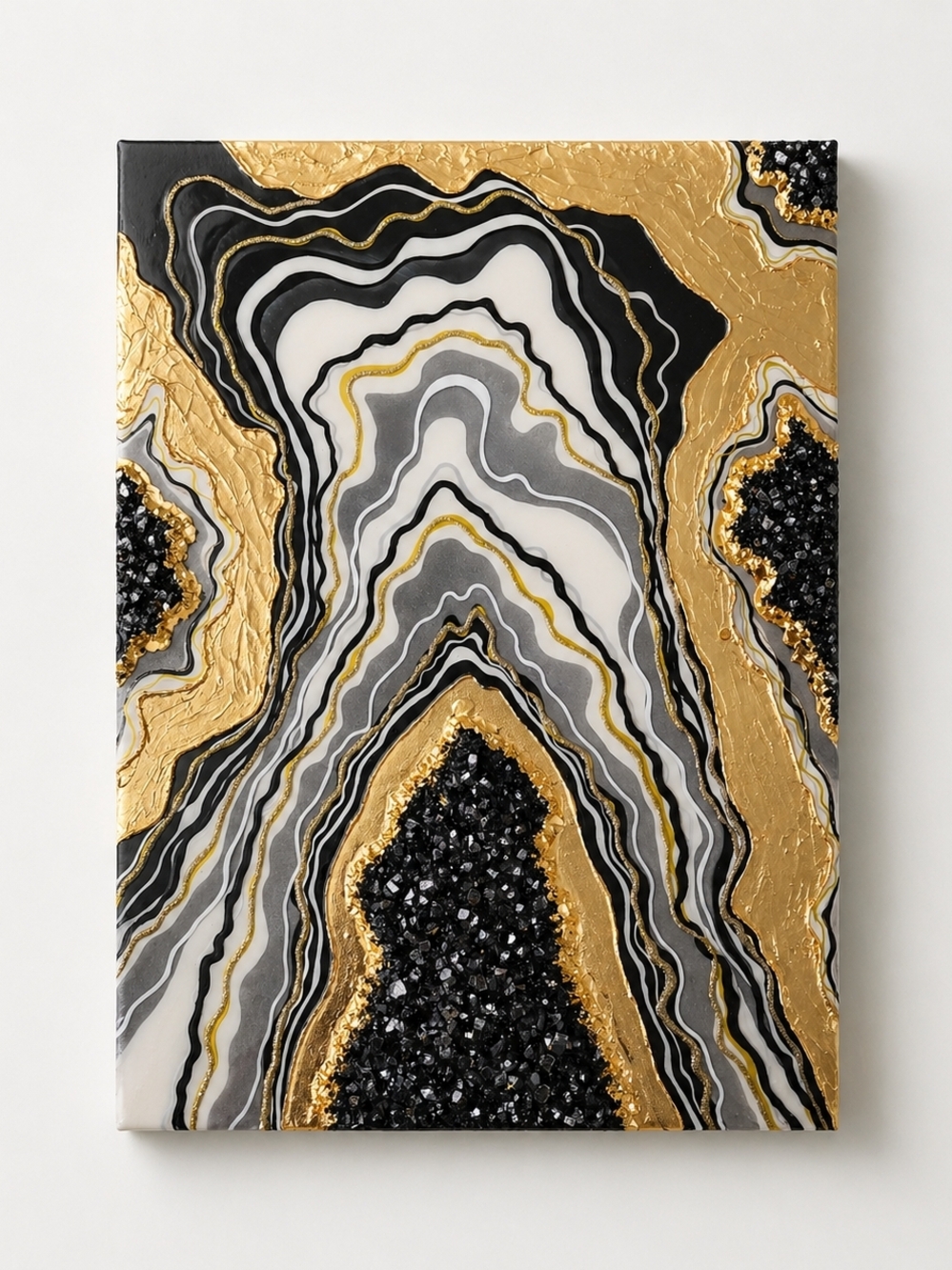 Black, Gold & Gray Geode Wall Art Canvas